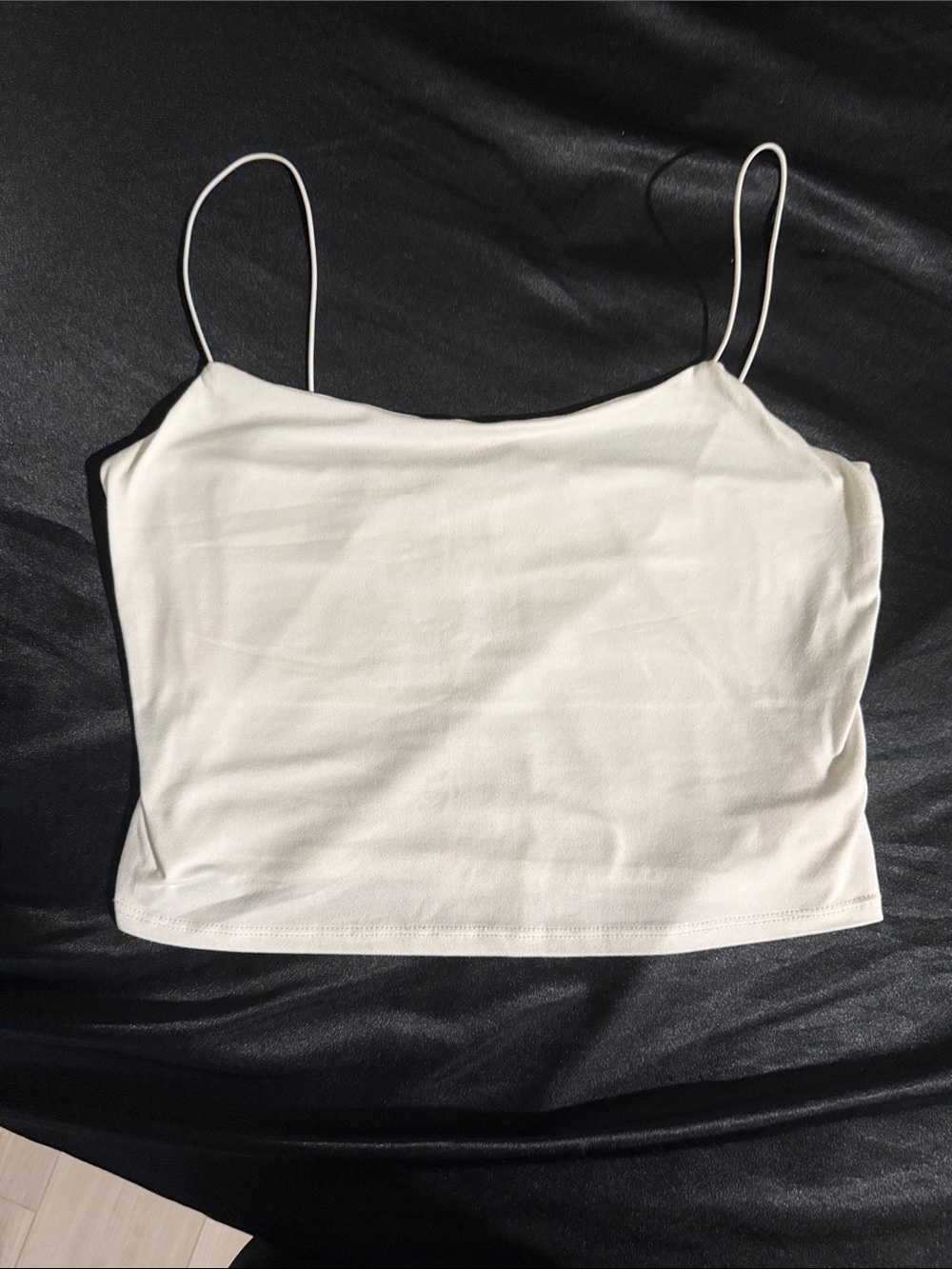 Women's White Spaghetti Strap Crop Top